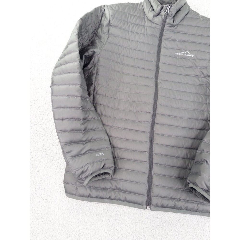 Eddie Bauer Jacket Small Mens Gray Eb650 Down Puffer Blue Full Zip Coat Outdoors - Picture 4 of 11